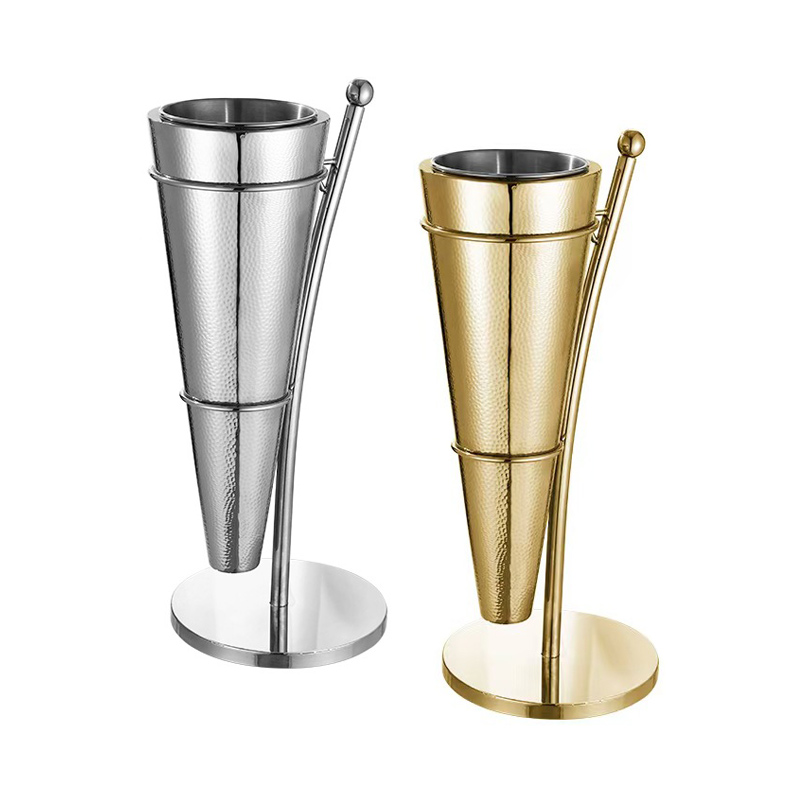 Stainless Steel Double Layer Champagne Bucket With Rack,Champagne Bucket,Ice Bucket Display Stand For Bars