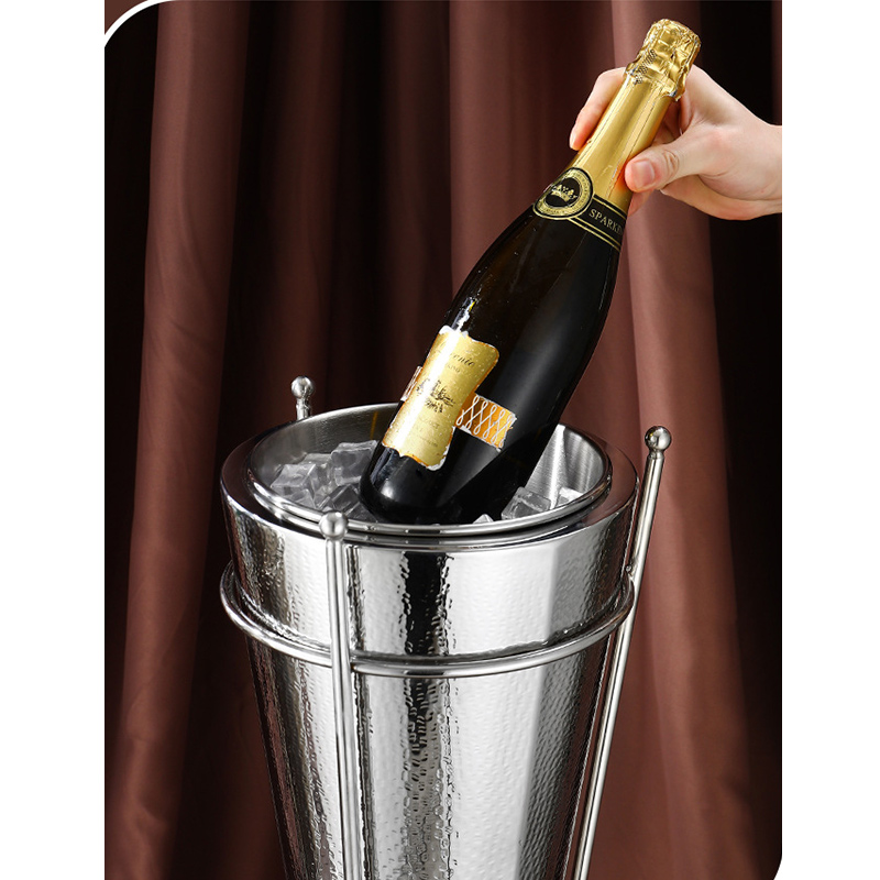 Stainless Steel Double Layer Champagne Bucket With Rack,Champagne Bucket,Ice Bucket Display Stand For Bars - Image 8