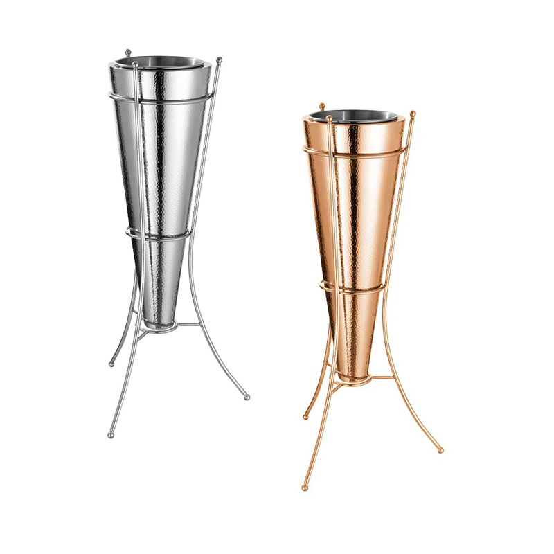 Stainless Steel Double Layer Champagne Bucket With Rack,Champagne Bucket,Ice Bucket Display Stand Triangle For Bars