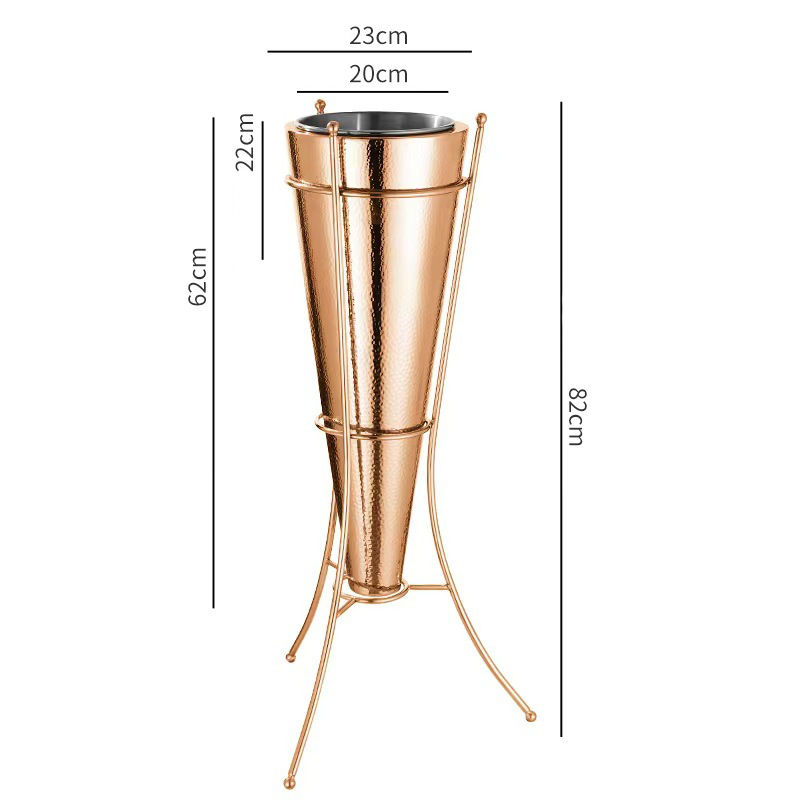Stainless Steel Double Layer Champagne Bucket With Rack,Champagne Bucket,Ice Bucket Display Stand Triangle For Bars - Image 3