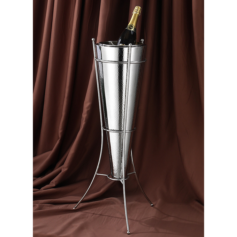 Stainless Steel Double Layer Champagne Bucket With Rack,Champagne Bucket,Ice Bucket Display Stand Triangle For Bars - Image 6