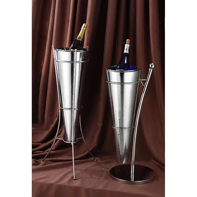 Stainless Steel Double Layer Champagne Bucket With Rack,Champagne Bucket,Ice Bucket Display Stand Triangle For Bars - Image 8