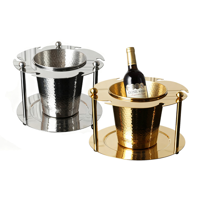 Stainless Steel Ice Bucket Integrated Rack,Champagne Bucket,Red Wine Ice Bucket Stand For Bars