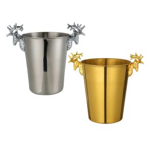 Stainless Steel Reindeer Champagne Bucket,Beer Ice Bucket,Red Wine Ice Bucket Black For Bars