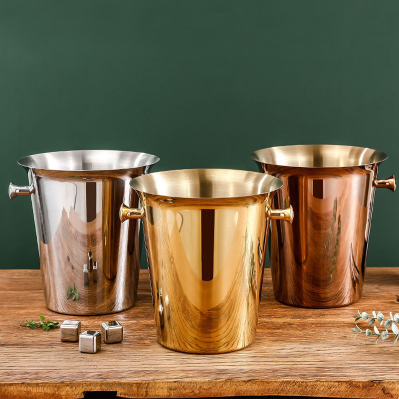Stainless Steel European Champagne Bucket,Beer Ice Bucket,Red Wine Ice Bucket Rose Gold For Bars - Image 2
