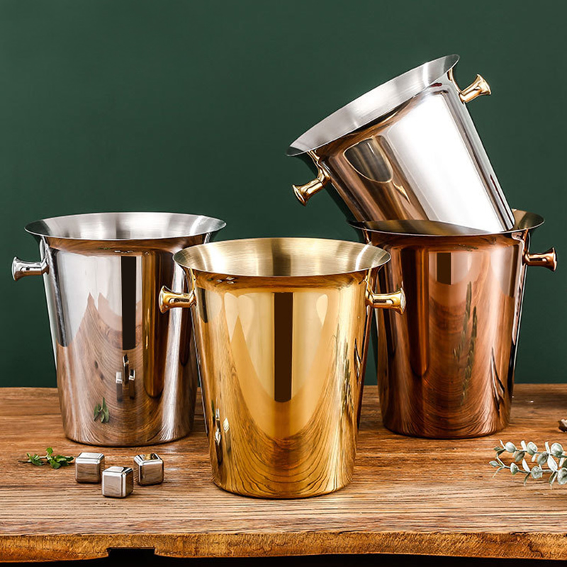 Stainless Steel European Champagne Bucket,Beer Ice Bucket,Red Wine Ice Bucket Rose Gold For Bars - Image 3