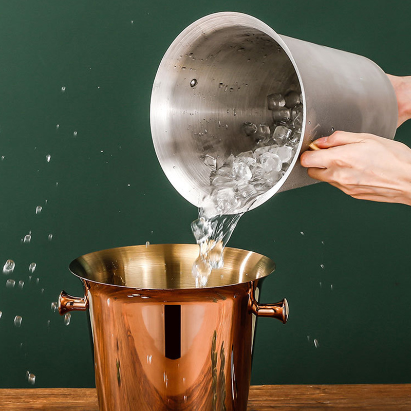 Stainless Steel European Champagne Bucket,Beer Ice Bucket,Red Wine Ice Bucket Rose Gold For Bars - Image 4