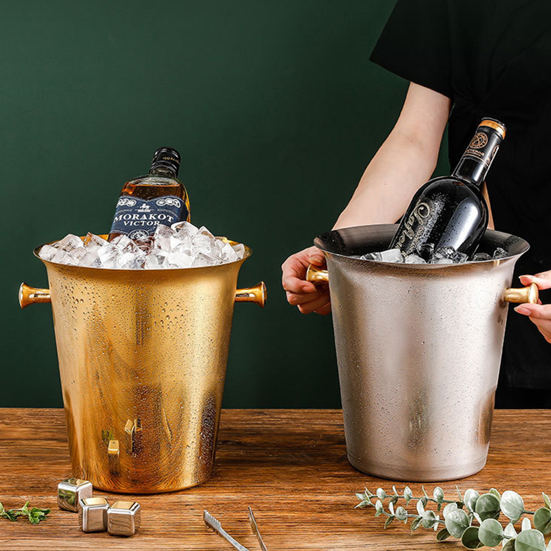 Stainless Steel European Champagne Bucket,Beer Ice Bucket,Red Wine Ice Bucket Rose Gold For Bars - Image 7