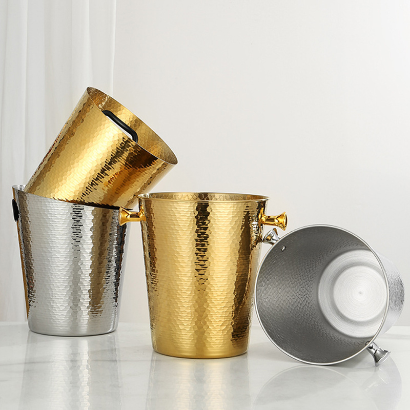 Stainless Steel European Crackled Champagne Bucket,Beer Ice Bucket,Red Wine Ice Bucket Golden For Bars - Image 5