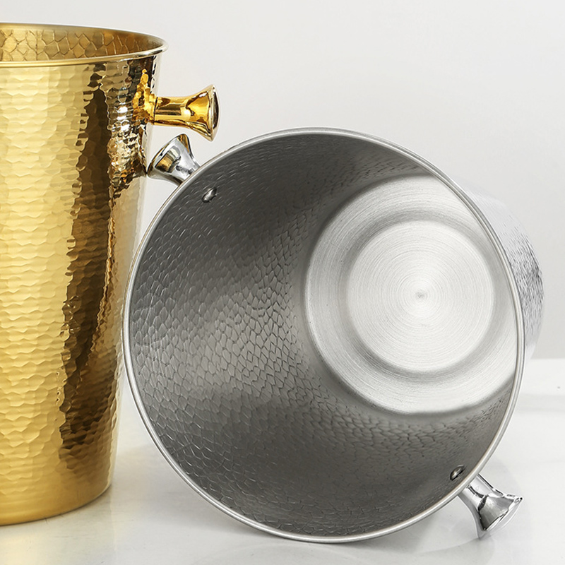 Stainless Steel European Crackled Champagne Bucket,Beer Ice Bucket,Red Wine Ice Bucket Golden For Bars - Image 6