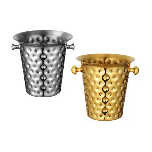 Stainless Steel European Hammer Point Champagne Bucket,Beer Ice Bucket,Red Wine Ice Bucket Golden For Bars