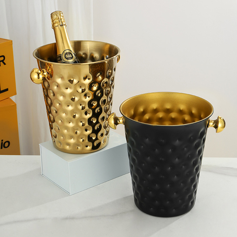 Stainless Steel European Hammer Point Champagne Bucket With Rack,Champagne Bucket,Ice Bucket Stand Golden For Bars - Image 5