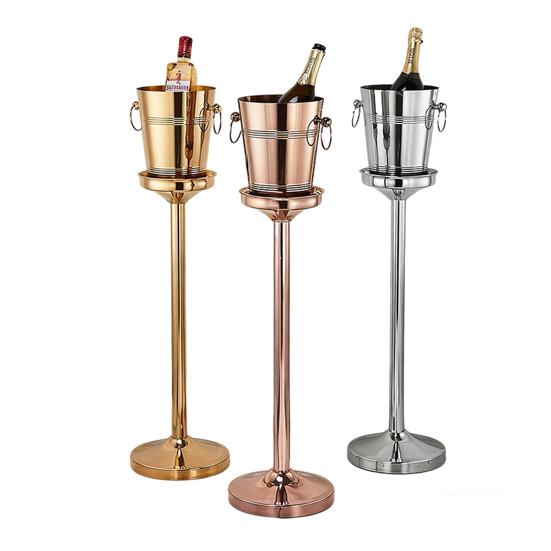 Stainless Steel Luxury Champagne Bucket With Rack,Champagne Bucket,Ice Bucket Stand Rose Gold For Bars