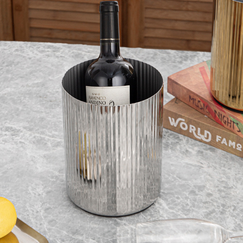 Stainless Steel Straight Line Champagne Bucket,Ice Bucket,Red Wine Ice Bucket Black For Bars - Image 6