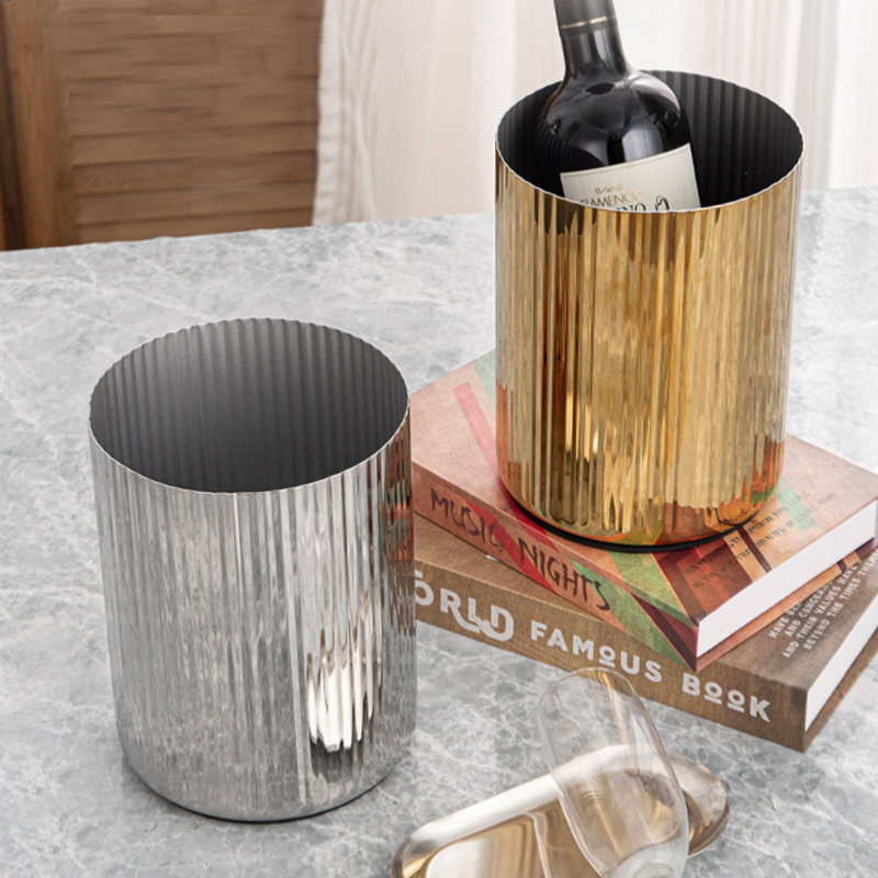 Stainless Steel Straight Line Champagne Bucket,Ice Bucket,Red Wine Ice Bucket Black For Bars - Image 7